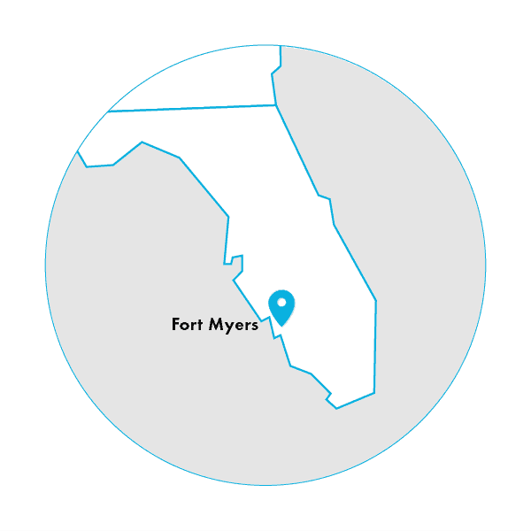 Map highlights location of job opening in Fort Myers, Florida