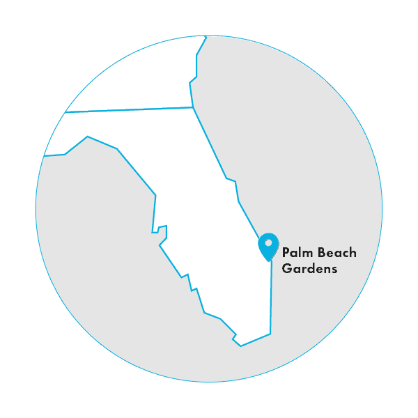 Map highlights location of job opening in Palm Beach Gardens, Florida