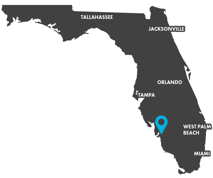 Florida State Map With Fort Myers Pin Over