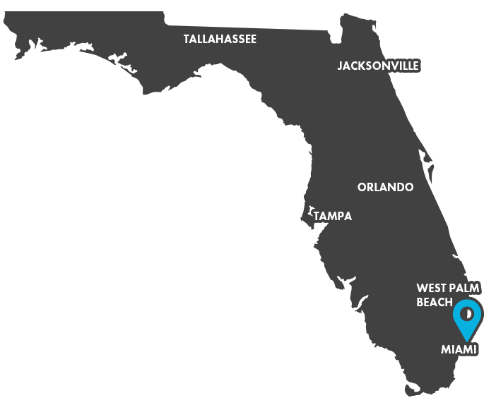 Florida State Map With Miami Pin Over