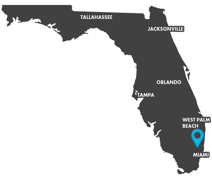 Florida State Map with Pembroke Pines Pin