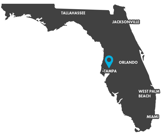 Florida State Map With Tampa Pin Over